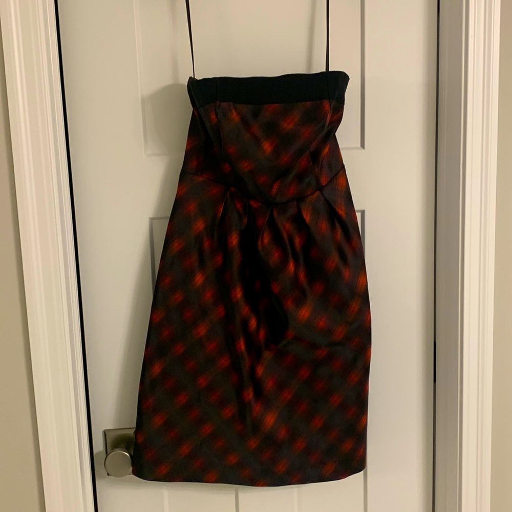 The Limited red plaid strapless dress